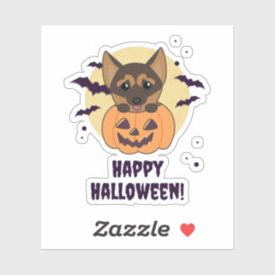 Sticker Chiens Citrouilles bergers allemands heureux Hallo