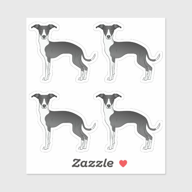 Sticker Chiens De Caricature Italiens Noirs Et Blancs (Feuille)