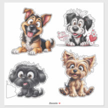 Chiens de caricature mignons