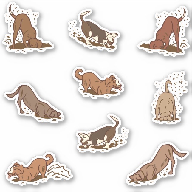 Sticker Chiens de crevaison - 9x coupé sur mesure. (Devant)