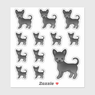Sticker Chiens de dessin animé mignons Chihuahua à poil li