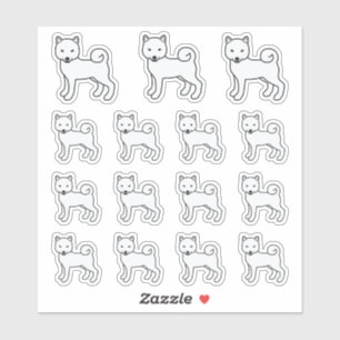Sticker Chiens de dessin animé mignons Shiba Inu blancs