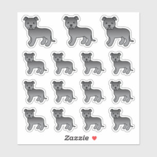 Sticker Chiens de dessin animé mignons Staffordshire Bull
