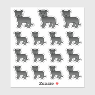 Sticker Chiens de dessin animé mignons Staffordshire Bull