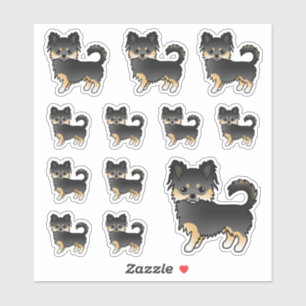 Sticker Chiens De Dessin Chihuahua En Noir Et Tan