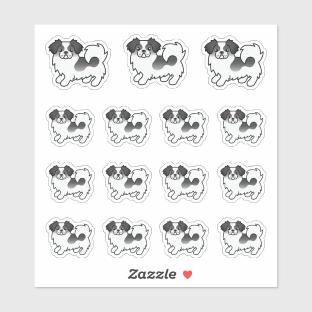 Sticker Chiens de dessin en espagnol tibétain de couleur n (Feuille)