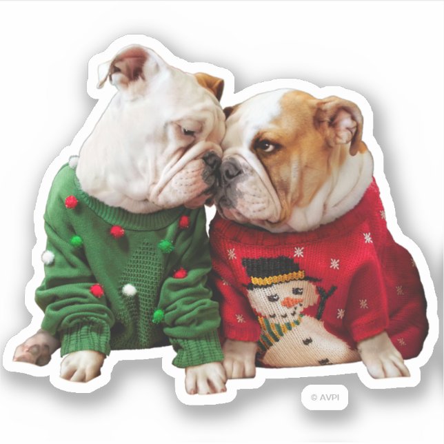 Sticker Chiens de Noël en pulls (Devant)