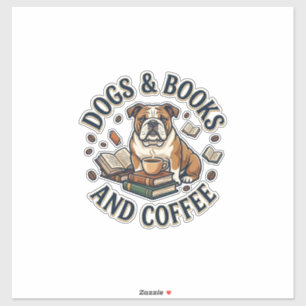 Sticker Chiens Livres Café Bulldog Pile Tasse_1