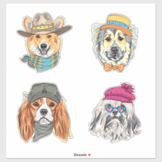 Sticker Chiens multicolores Broderie Grande, polyvalente