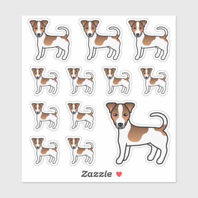 Sticker Chiens Russell Terrier blancs et tan lisse (Feuille)