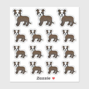 Sticker Chiens Staffordshire Bull Terrier Bringé Et Blanc