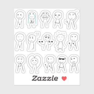 Sticker Chiffres de bâton dessinés Funny Stickman Réaction