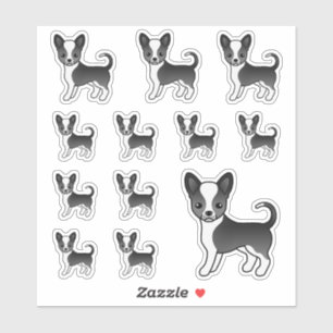 Sticker Chihuahua à poil lisse noir et blanc Chiens mignon