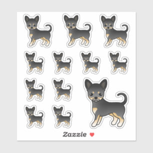 Sticker Chihuahua à poil lisse noir et feu Chiens mignons