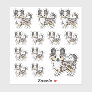 Sticker Chihuahua à poil long Merle Chocolat Chiens Mignon