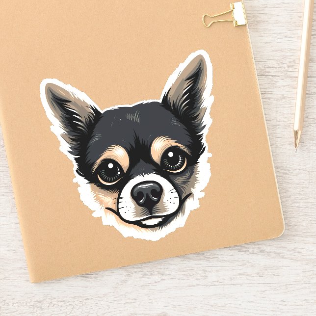 Sticker Chihuahua mignon Chien Visage Chiot Caricature Con (Carnet)