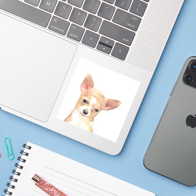 Sticker Chihuahua Peinture - Cute Original Chien Art (Ordinateur portable avec iPhone)