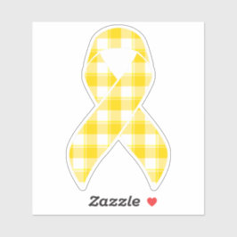 Sticker Childhood Cancer Awareness Plaid Gold Ribbon