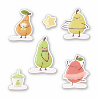 Sticker Children's group of fun pears