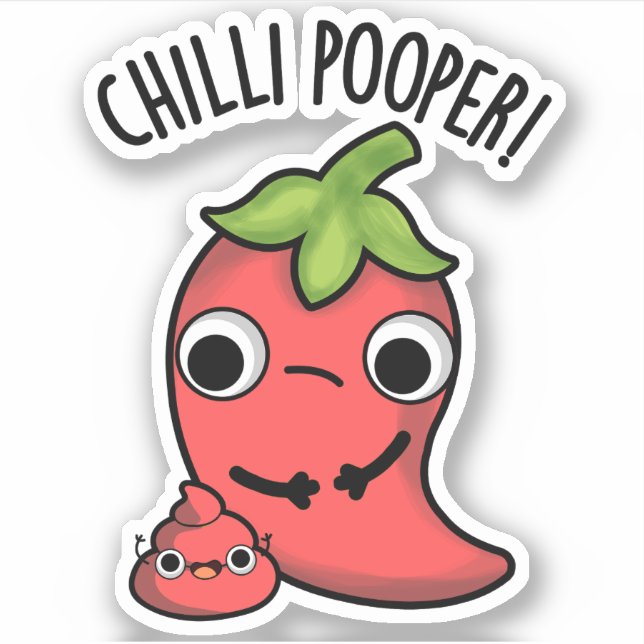 Sticker Chili Poooper Funny Pepper Pun (Devant)