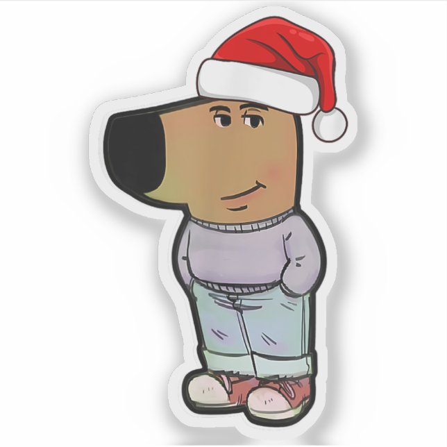 Sticker Chill Guy Chien Noël Casquette Funny Chill Guy Mèm (Devant)