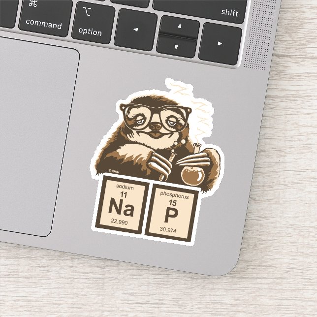 Sticker Chimie paresseux découvert nap (Détail)