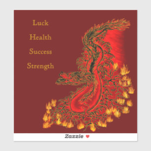 Sticker Chine Dragon rouge et or design