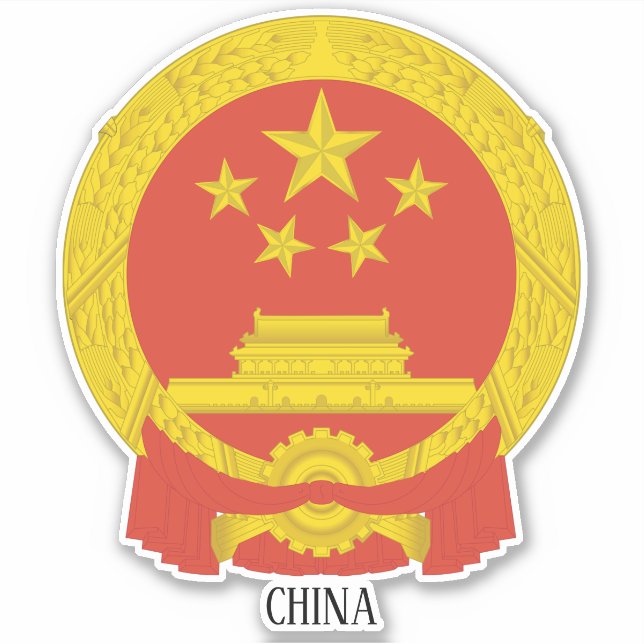 Sticker Chine Nationale Emblème Patriotique (Devant)