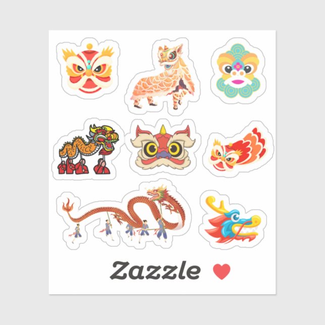 Sticker chinois dragon (Feuille)