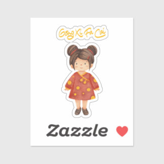 Sticker Chinoise avec un chou poil Gong Xi Fa Cai