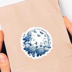 Sticker Chinoiserie Chic Hydrangeas & Bluebird Wreath Pack