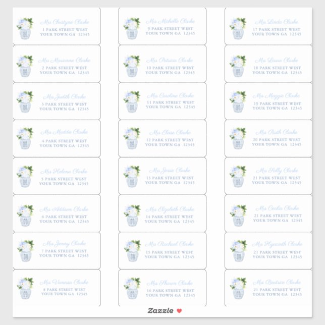Sticker Chinoiserie Chic Wedding shower Adresse d'hôte (Feuille)