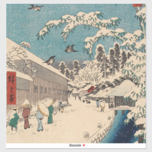 Sticker Chinoiserie Ukiyo-e Paysage japonais d'hiver ennei