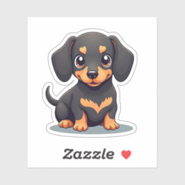 Sticker Chiot Dachshund Joueur - Style Chibi