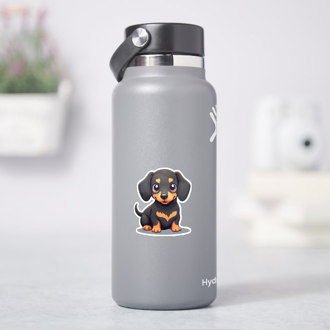 Sticker Chiot Dachshund Joueur - Style Chibi (HydroFlask)
