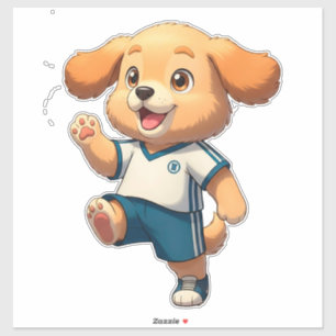 Sticker Chiot de dessin animé mignon joueur de football