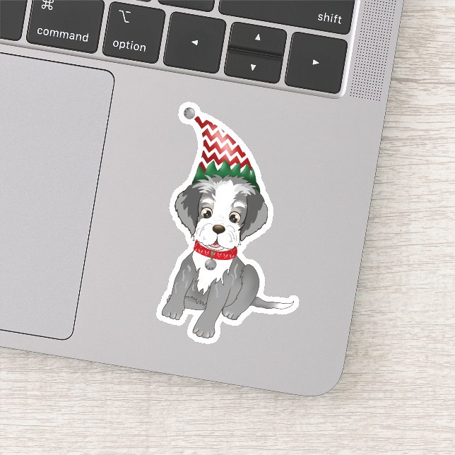 Sticker Chiot de Schnauzer de la Miniature Festive (Détail)