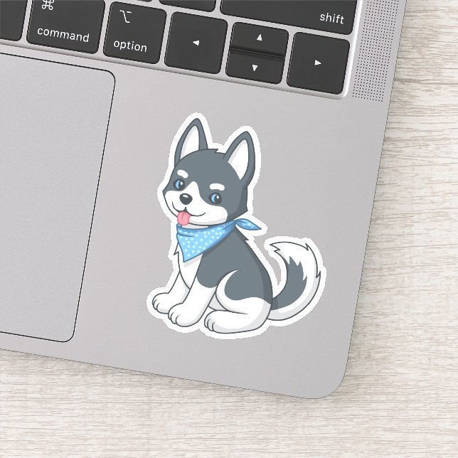 Sticker Chiot Husky Mignon (Détail)
