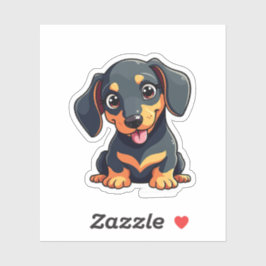 Sticker Chiot romantique Kawaii Dachshund - Design Pastel