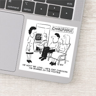 Sticker Chiropodiste vérifiant ses actions en ligne