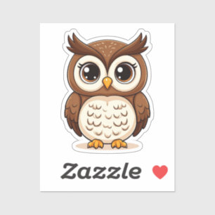 Sticker Chouette adorable en caricature aux grands yeux