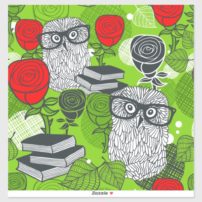 Sticker Chouette en roses rouges (Feuille)