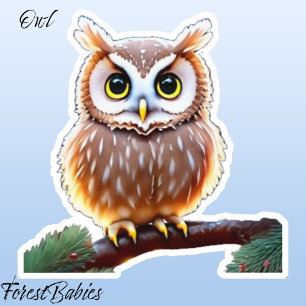Sticker Chouette 🦉 mignonne Whimsical Wildlife Bird, Natu