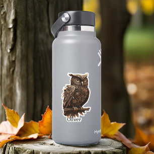 Sticker Chouette Steampunk Avec Votre Nom