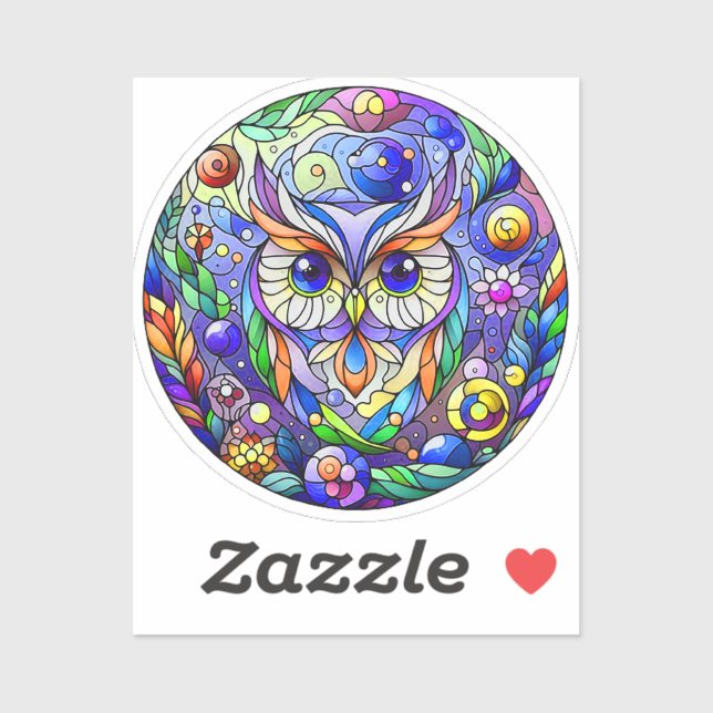 Sticker Chouette Whimsical Avec Yeux Sapphire (Feuille)