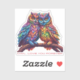 Sticker Chouettes colorées-Inséparables-Saint-Valentin