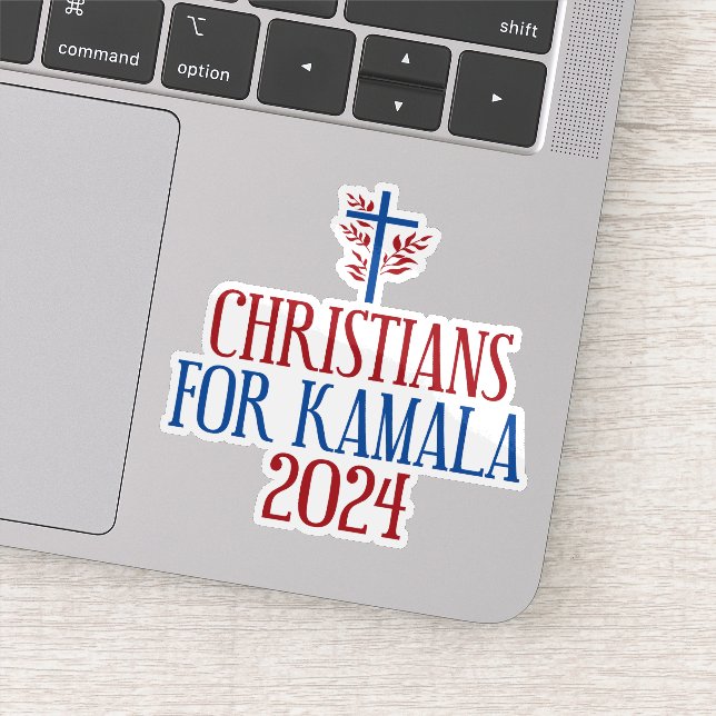Sticker Chrétiens pour Kamala 2024 Portable bleu d'électio (Détail)