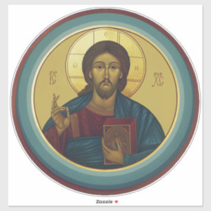 Sticker Christ Pantocrator byzantin Mosaïque Art Rond
