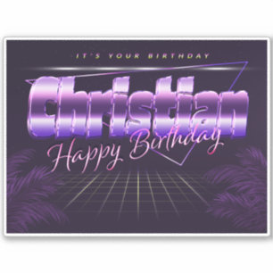 Sticker Christian Name Prénom rétro Anniversaire de Sticke