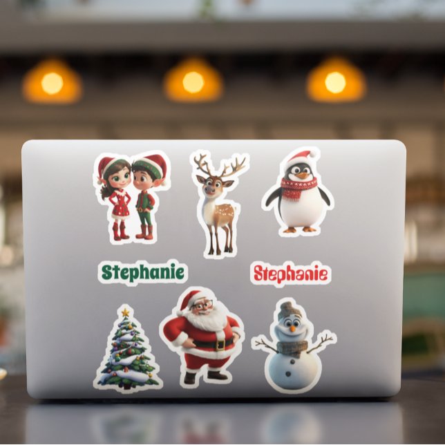 Sticker Christmas Cute Animé Nom personnalisé (Créateur téléchargé)